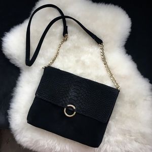Suede and Gold Crossbody